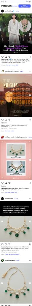 Social media and press coverage referencing the Mughal Mirror Diamond Necklace and its 2026 Christian Dior Couture endorsement.